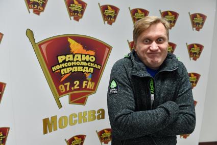 Москва. Актер Андрей Рожков на радио `Комсомольская правда`.