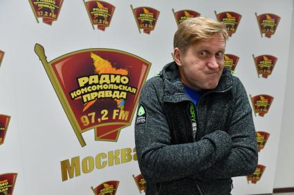 Москва. Актер Андрей Рожков на радио `Комсомольская правда`.