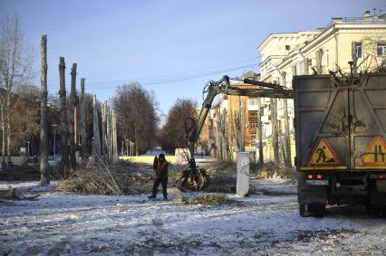 Екатеринбург. Кронирование дереревьев на бульваре Культуры