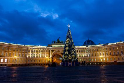 Санкт-Петербург. Новогодняя елка на Дворцовой площади.