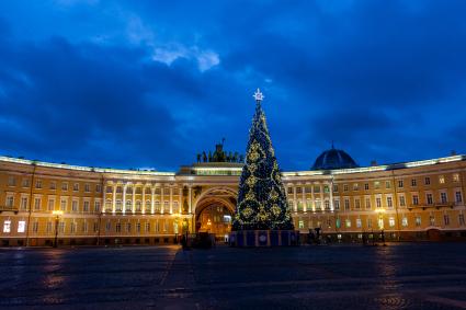 Санкт-Петербург. Новогодняя елка на Дворцовой площади.
