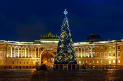 Санкт-Петербург. Новогодняя елка на Дворцовой площади.