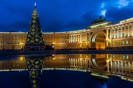 Санкт-Петербург. Новогодняя елка на Дворцовой площади.