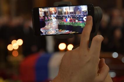 Москва. Церемония прощания с бывшим мэрм Москвы Юрием Лужковым в храме Христа Спасителя.