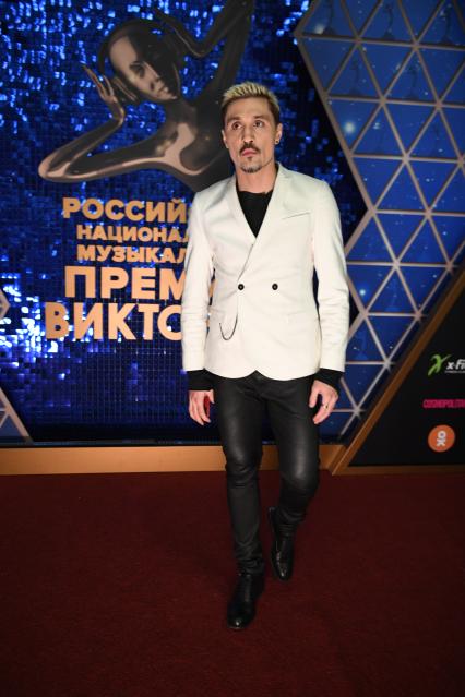 Москва. Певец Дмитрий Билан на церемонии вручения Российской национальной музыкальной премии `Виктория` в Государственном Кремлевском Дворце.