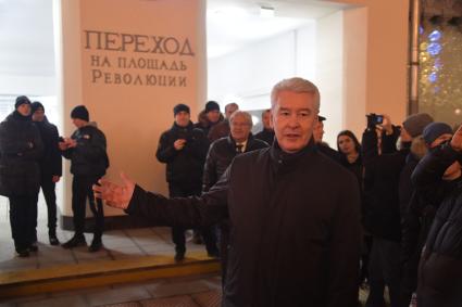 Москва. Мэр Москвы Сергей Собянин открыл переход между площадью Революции и Никольской улицей.