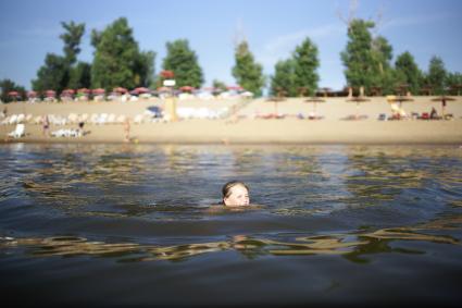 Волгоград. Горожане купаются на берегу реки Волга