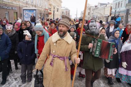 Самара.  Участники святочных колядок.