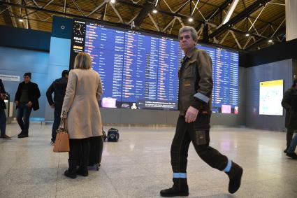 Московская область. Пассажиры в новом терминале С в международном аэропорту Шереметьево.