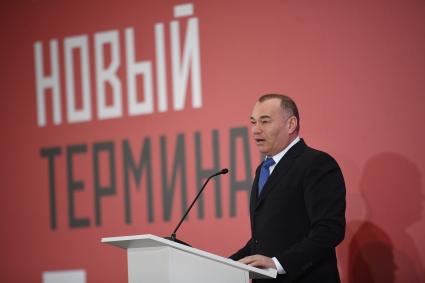 Московская область.  Председатель совета директоров АО `Международный аэропорт Шереметьево` Александр Пономаренко  во время открытия нового терминала С в международном аэропорту Шереметьево.