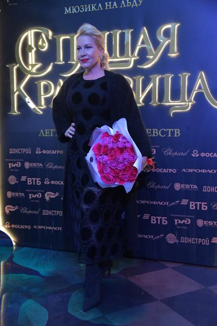 Москва. Телеведущая Екатерина Одинцова перед премьерным показом ледового мюзикла `Спящая красавица. Легенда двух королевств` в Дворце спорта `Мегаспорт`.