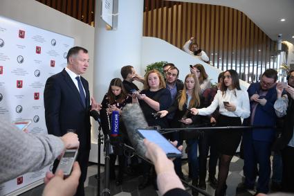Москва.  Вице-премьер РФ Марат Хуснуллин  во время заседания коллегии по реализации строительных проектов Москвы в концертном зале `Зарядье`.