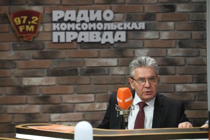 Москва. Президент РАН  Александр Сергеев на радио `Комсомольская правда`.