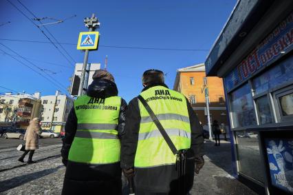 Екатеринбург. Группа добровольных народных дружинников во время охраны обшественного порядка в городе