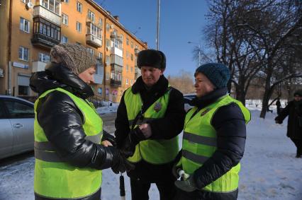 Екатеринбург. Группа добровольных народных дружинников во время охраны обшественного порядка в городе