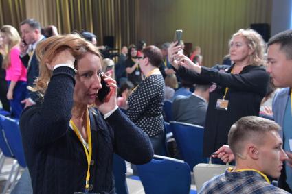 Москва.  Журналисты перед началом  большой ежегодной пресс-конференции  президента РФ Владимира Путина.