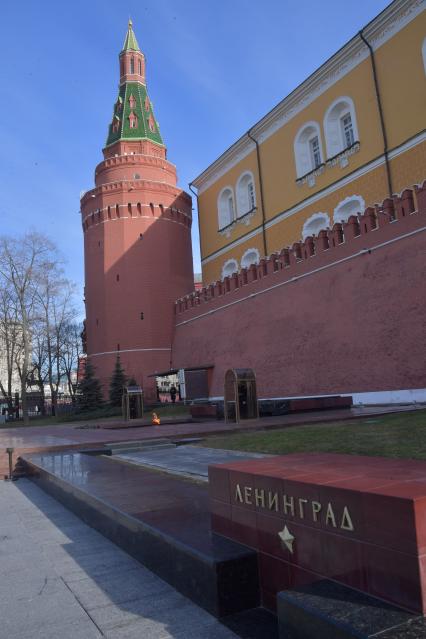 Москва.   Вечный огонь на могиле Неизвестного солдата в Александровском саду.