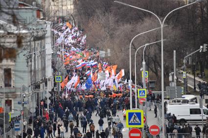 Москва. Участники марша памяти политика Бориса Немцова.