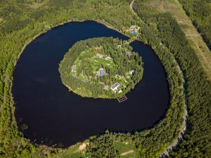 Московская область. Вид сверху на  Луковое озеро Ногинского района.