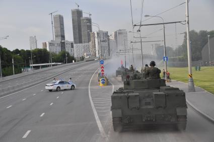 Москва. Военная техника перед репетицией парада на Красной площади, посвященного 75-й годовщине Победы в Великой Отечественной войне.