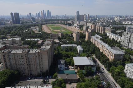 Москва.   Вид на город с вертолета.