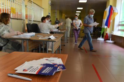 Московская область. Избиратели во время голосования по вопросу внесения поправок в Конституцию РФ .