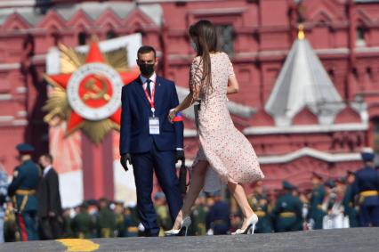 Москва.  Перед началом военного парада в ознаменование 75-летия Победы в Великой Отечественной войне 1941-1945 годов на Красной площади.