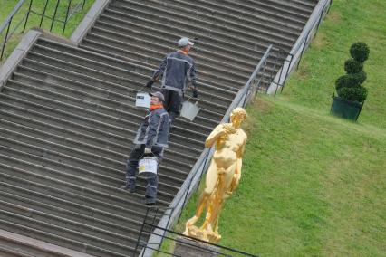 Петергоф. Благоустройство территории в Государственном музее-заповеднике  Петергоф накануне  открытия.