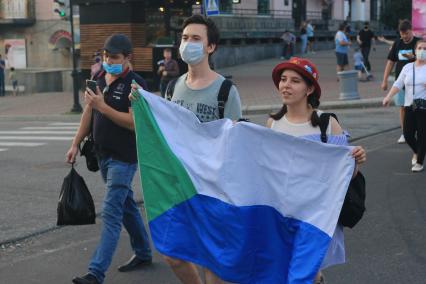 Хабаровск. Участники митинга-протеста в поддержку губернатора Хабаровского края Сергея Фургала.