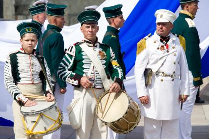 Севастополь.  Участники военно-морского парада в честь Дня ВМФ России.