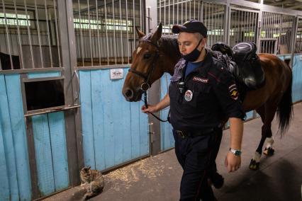 Москва. Сотрудник конной полиции.