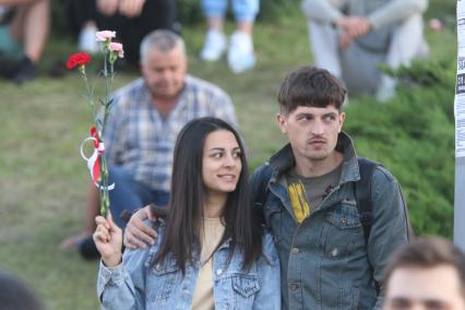 Минск. Акция в поддержку задержанных и пострадавших во время протестов. Со дня выборов президента Белоруссии 9 августа в стране прошли митинги несогласных с результатами голосования.