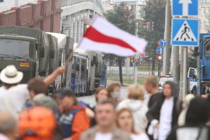 Минск. Митинг и шествие против результатов выборов президента Белоруссии.  Со дня выборов президента Белоруссии 9 августа в стране прошли митинги несогласных с результатами голосования.