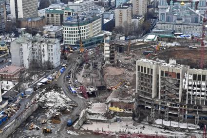 Москва.  Реконструкция здания спорткомплекса `Олимпийский`.