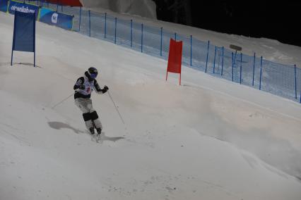 Красноярск. Спортсмен во время соревнований по фристайлу в дисциплине парный могул в рамках Всемирной зимней универсиады.