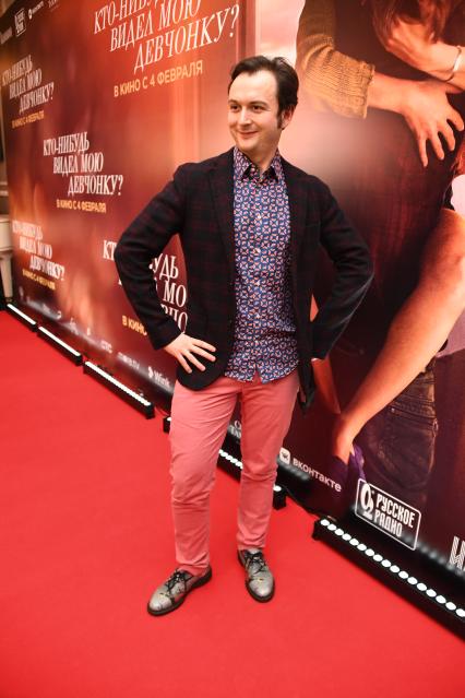 Москва. Актер Алексей Золотовицкий на премьере фильма `Кто-нибудь видел мою девчонку?` в кинотеатре `Октябрь`.