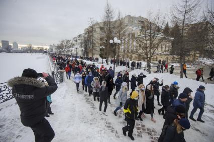 Екатеринбург. Участники несанкционированного шествия сторонников оппозиционера Алексея Навального