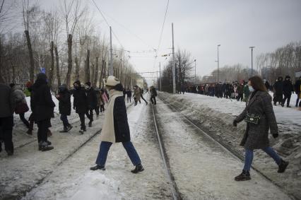 Екатеринбург. Участники несанкционированного шествия сторонников оппозиционера Алексея Навального