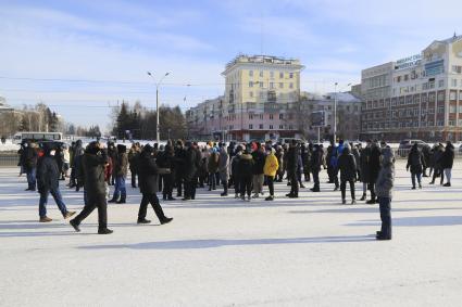 Барнаул. Участники несанкционированной акции в поддержку оппозиционера Алексея Навального.