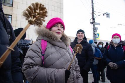 Челябинск.  Участники несанкционированной акции в поддержку оппозиционера Алексея Навального.