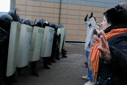 Санкт-Петербург. Митингующие во время несанкционированной акции в поддержку Алексея Навального.