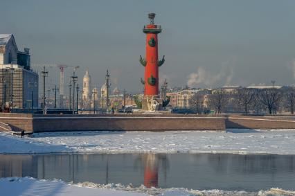 Санкт-Петербург.  Вид на Ростральную колонну.