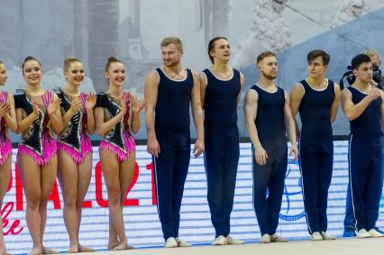 Санкт-Петербург.  Во время награждения  на Чемпионате  по художественной гимнастике в ЦХГ `Жемчужина`.