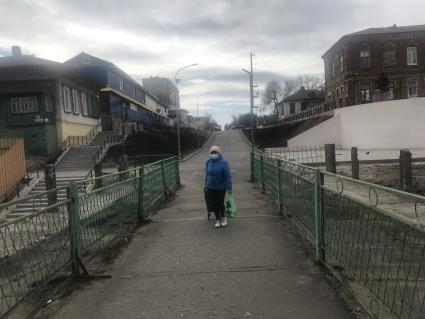 Саратовская область, г. Балашов. Опустевшая улица города во время карантина из-за пандемии коронавируса COVID-19.