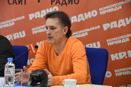 Москва. Генеральный продюсер КП-ТВ, продюсер фильма`Ржев. 500 дней в огне` Ждан Тихонов на пресс-конференции на тему `Цензура на подвиг: что стоит за ограничениями кинопоказа документального фильма `Ржев 500 дней в огне`,которая прошла в редакции `Комсомольской правды`.