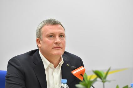 Москва. Директор департамента научно-технического развития и инноваций ПАО `НК `Роснефть` Александр Пашали во время пресс-конференции на тему `Арктические экспедиции Роснефти` в ИД `Комсомольская правда`.