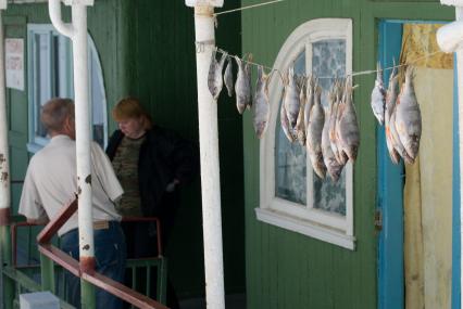 Самарская область. Сушка рыбы на улице.