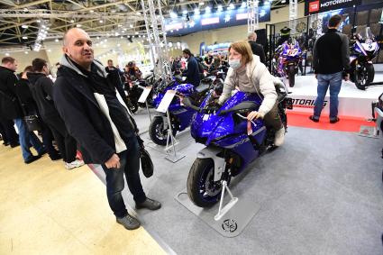 Москва. На международной выставке `Мотовесна-2021` в московском Экспоцентре на Красной Пресне.