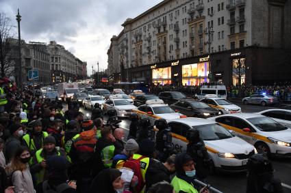 Москва. Во время несанкционированной акции в поддержку Алексея Навального на Тверской улице.