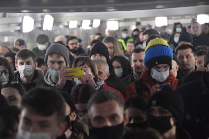 Москва. Участники несанкционированной  акции в поддержку Алексея Навального.